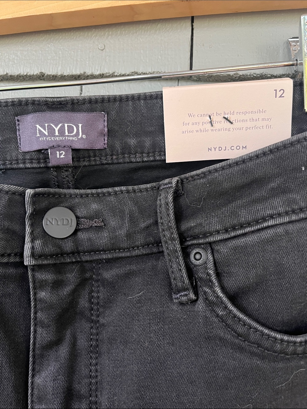 NYDJ Black Cropped Straight-Leg Jeans 12 NWT - Picture 2 of 6